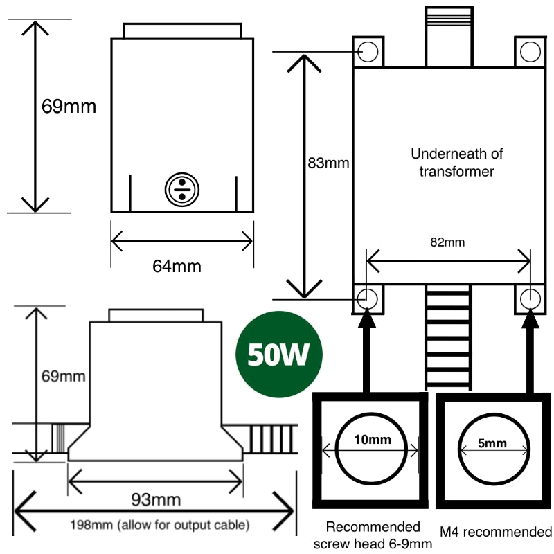 12v Plug & Play AC Waterproof Transformer (Various Wattages)