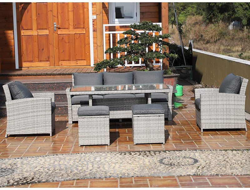 Six-piece Rattan Wicker Outdoor Dining Set